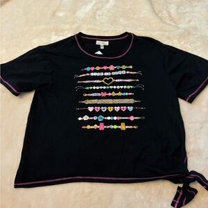 Self Esteem Black Tee with Pink and Colorful Accents